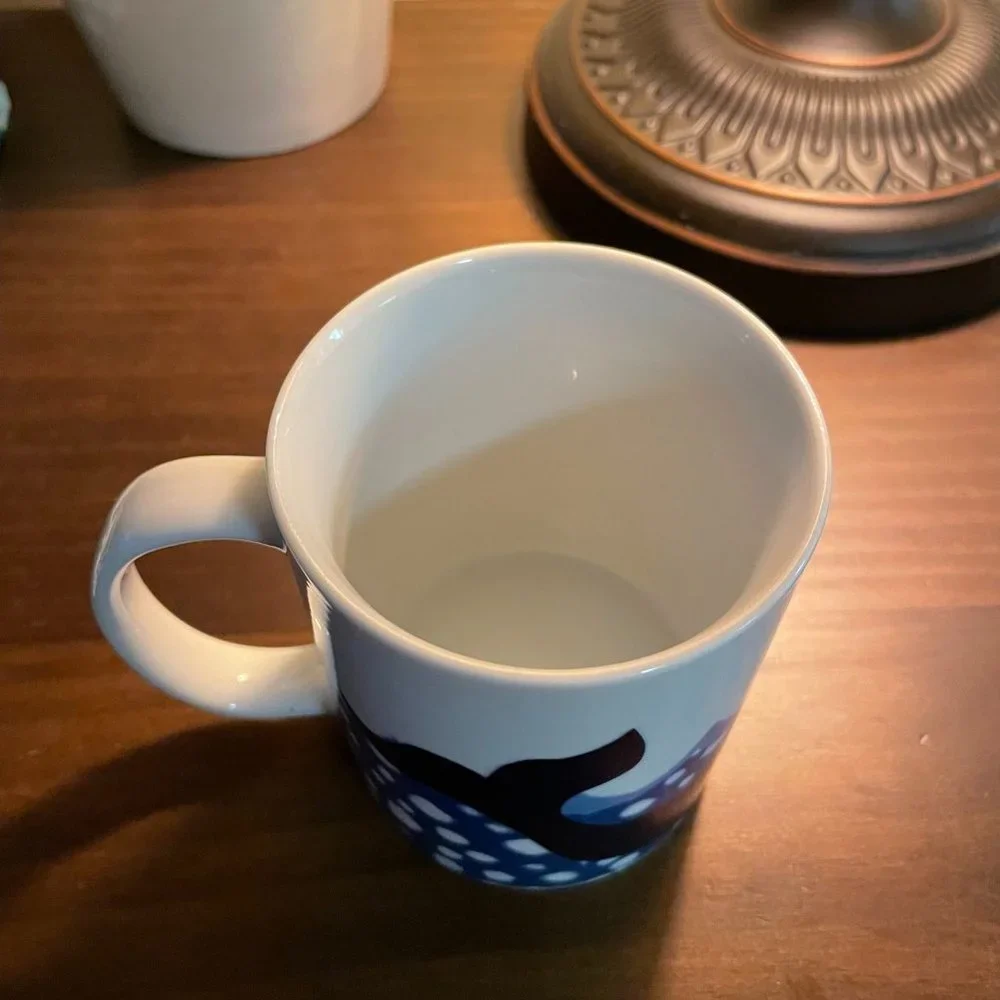 WEST ELM + OCEANA White Mug - Navy Whale & Red Jellyfish